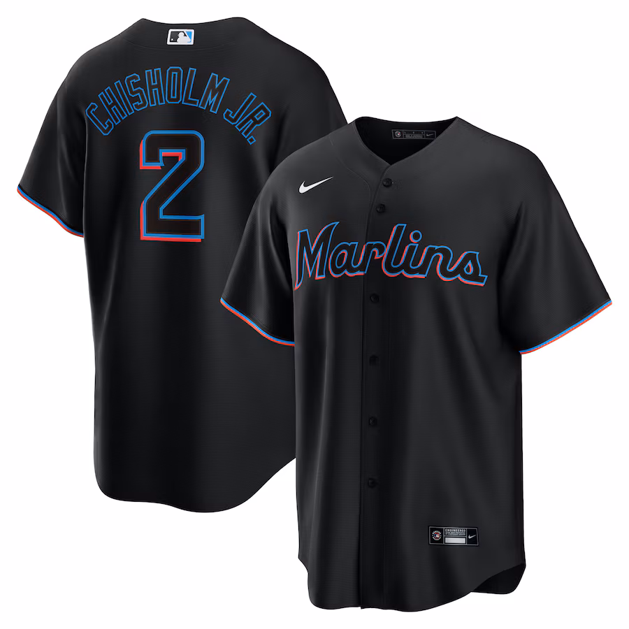 Men's Miami Marlins Jazz Chisholm Jr. Nike Black Alternate Replica Player Jersey - Jersey