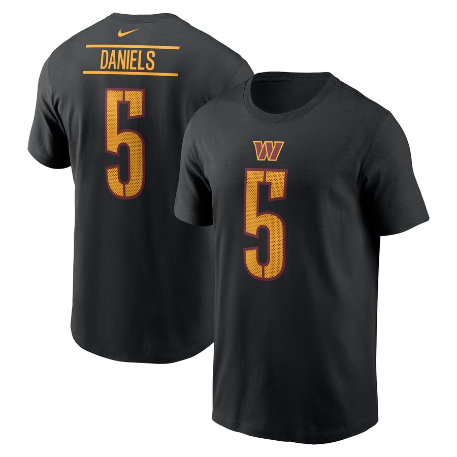Men's Washington Commanders Jayden Daniels Nike Black Player Name & Number T-Shirt - Jersey