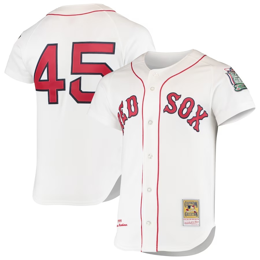 Men's Boston Red Sox Pedro Martinez Mitchell & Ness White 1999 Cooperstown Collection Home Authentic Jersey - Jersey