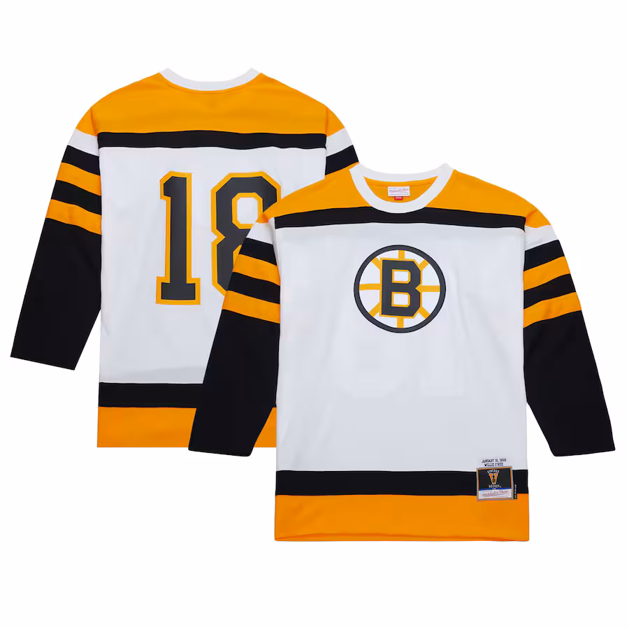 Men's Boston Bruins Willie O'Ree Mitchell & Ness White 1958 Blue Line Player Jersey - Jersey