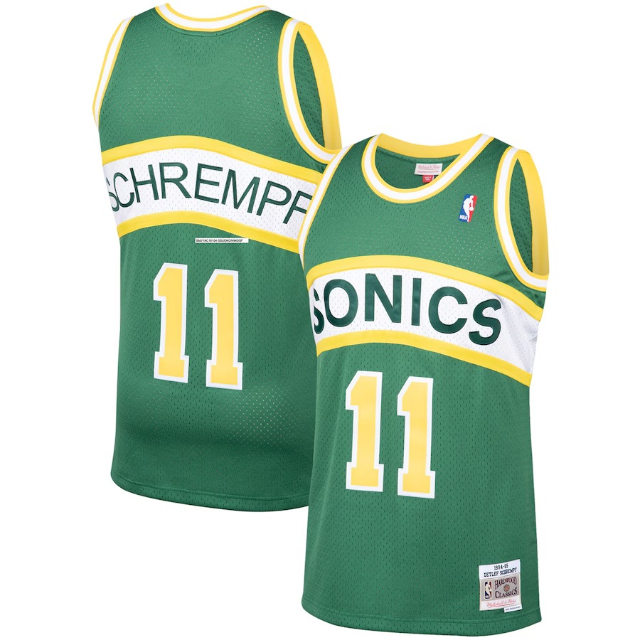 Men's Seattle SuperSonics Detlef Schrempf Mitchell & Ness Green 1994/95 Hardwood Classics Swingman Jersey - Jersey