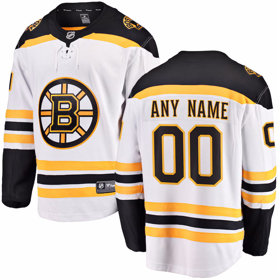 Men's Boston Bruins Fanatics White Away Breakaway Custom Jersey - Jersey