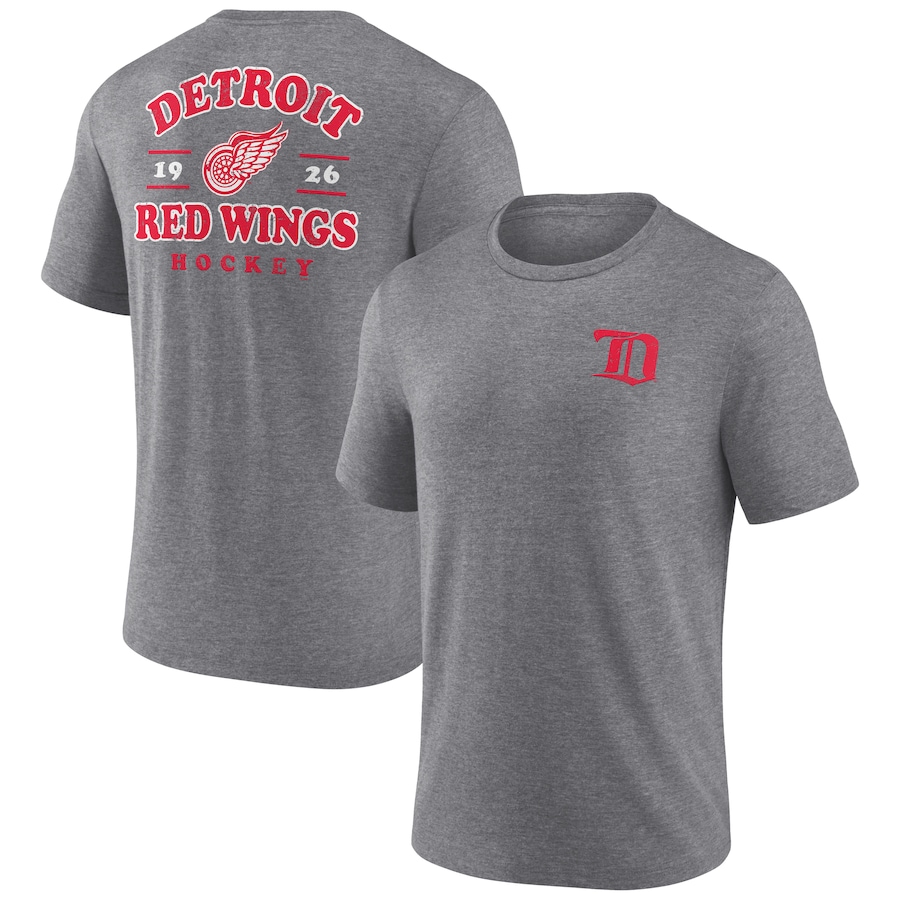 Men's Detroit Red Wings Fanatics Heather Gray Winger Tri-Blend T-Shirt - Jersey