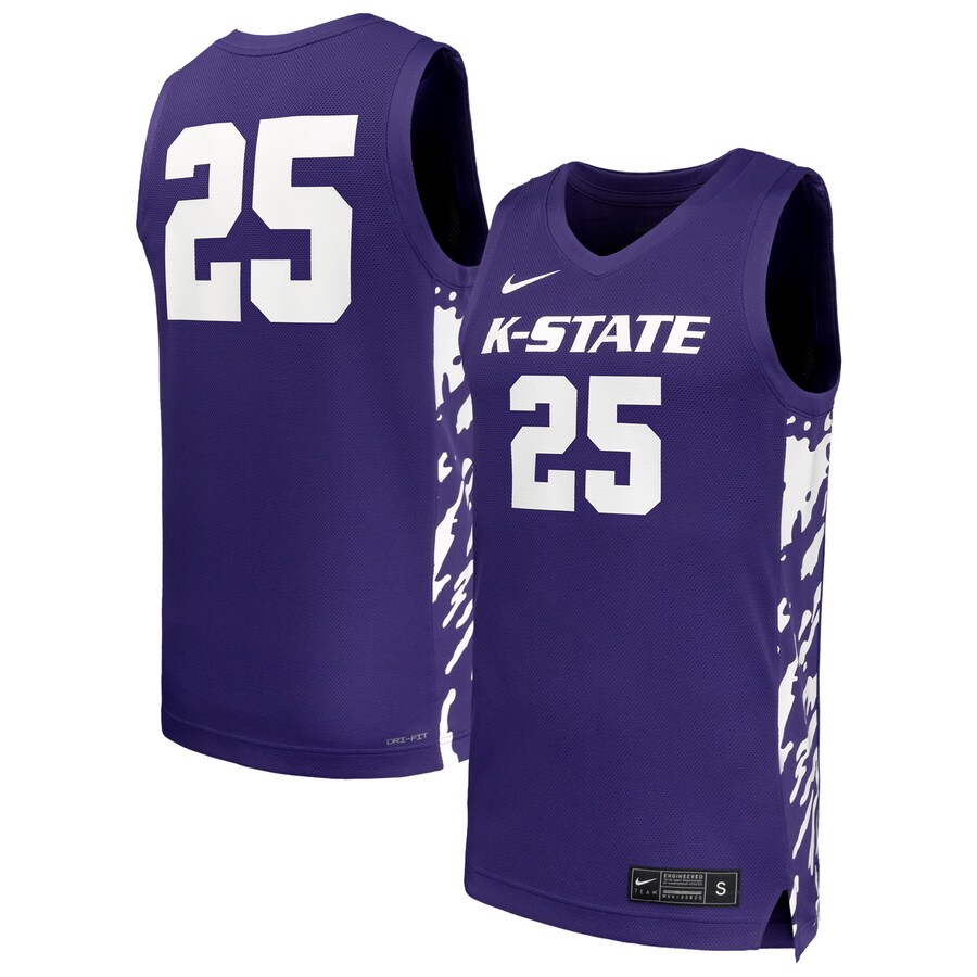 Men's Nike #25 Purple Kansas State Wildcats Replica Basketball Jersey - Jersey
