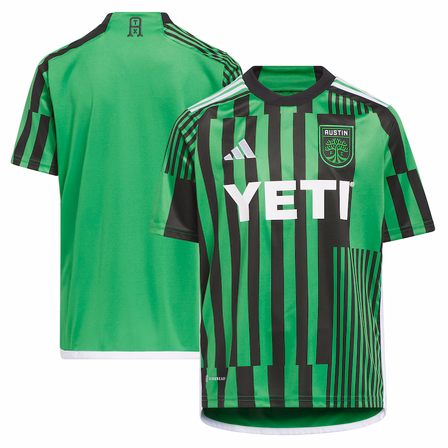 Youth Austin FC adidas Green 2023 Las Voces Kit Replica Jersey - Jersey