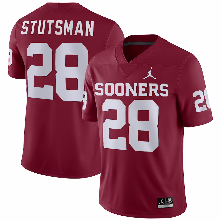 Danny Stutsman Oklahoma Sooners Jordan Brand Player Game Jersey - Crimson - Jersey