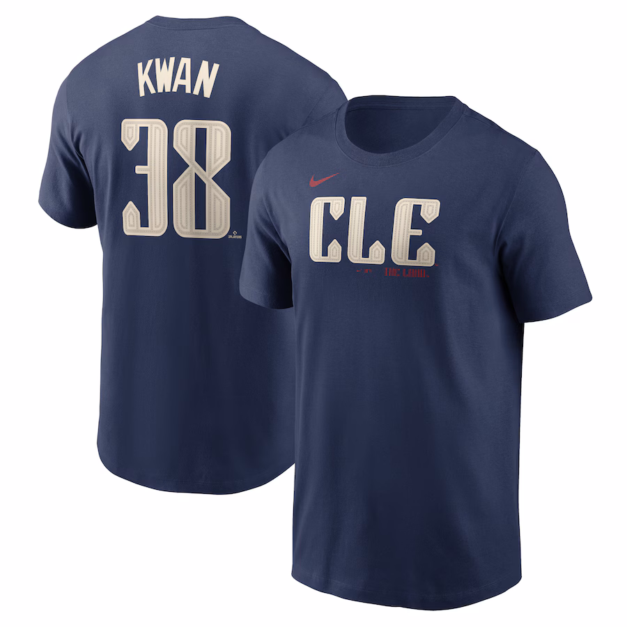 Men's Cleveland Guardians Steven Kwan Nike Navy 2024 City Connect Name & Number T-Shirt - Jersey