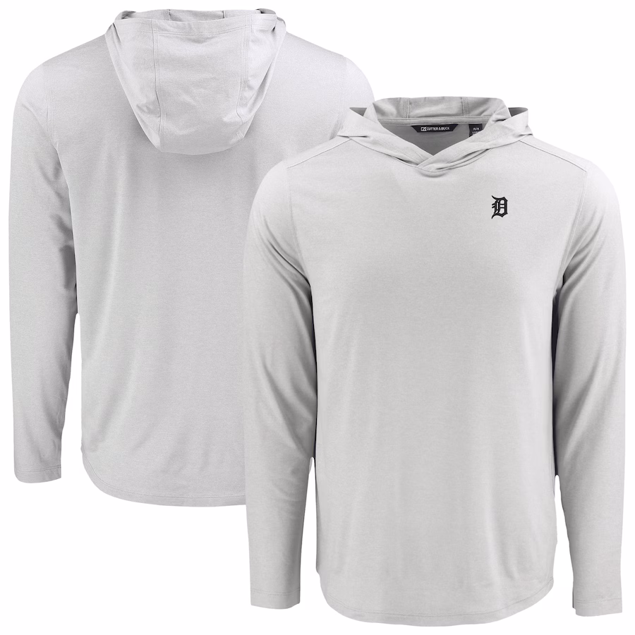 Men's Detroit Tigers Cutter & Buck Gray Coastline Epic Comfort Eco Recycled Long Sleeve Hoodie T-Shirt - Jersey