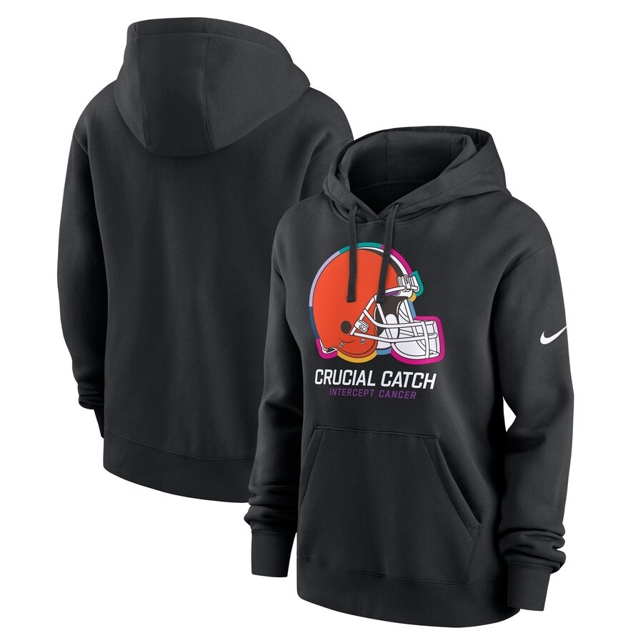 Women's Cleveland Browns  Nike Black 2024 NFL Crucial Catch Club Pullover Hoodie - Jersey