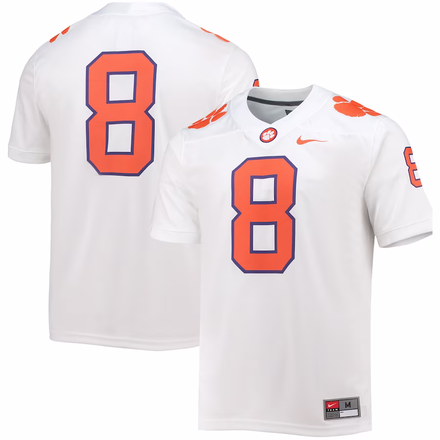 #8 Clemson Tigers Nike Game Jersey - White - Jersey