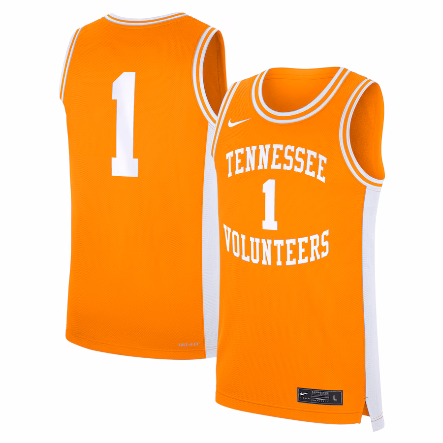 Men's Nike #1 Tennessee Orange Tennessee Volunteers Road Replica Jersey - Jersey