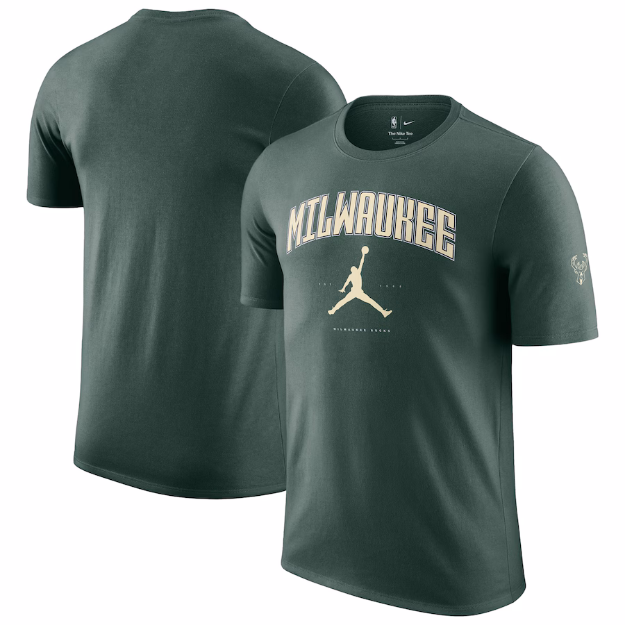 Unisex Milwaukee Bucks Jordan Brand Hunter Green Essential Cities T-Shirt - Jersey