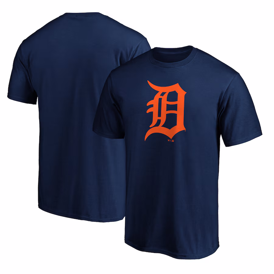 Men's Detroit Tigers Navy Team Color Primary Logo 2 T-Shirt - Jersey
