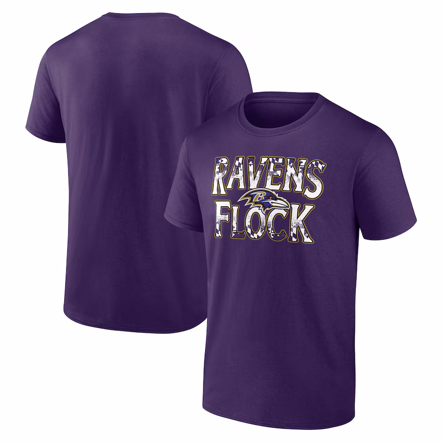 Men's Baltimore Ravens Purple Ravens Flock T-Shirt - Jersey
