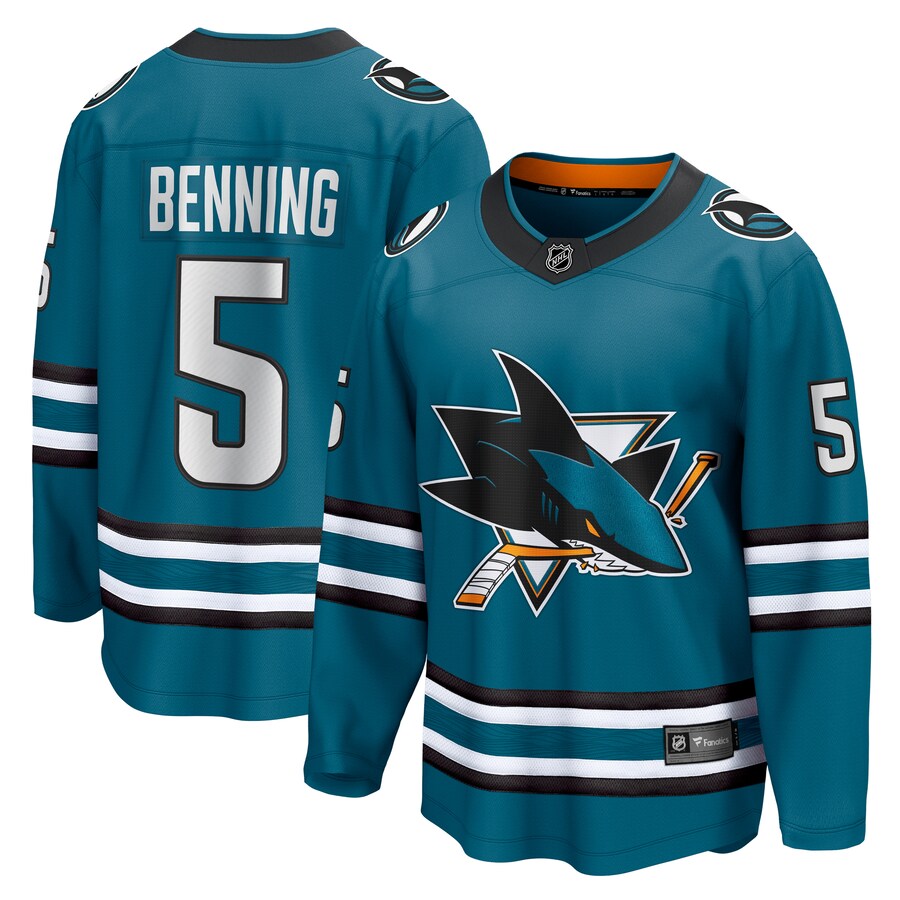 Men's San Jose Sharks Matt Benning Fanatics Branded Teal Home Breakaway Jersey - Jersey