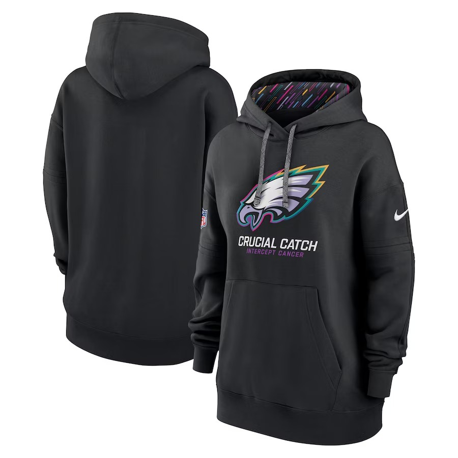 Women's Philadelphia Eagles  Nike Black 2024 NFL Crucial Catch Club Pullover Hoodie - Jersey