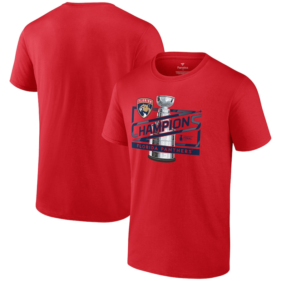 Men's Florida Panthers Fanatics Red 2024 Stanley Cup Champions Primetime T-Shirt - Jersey