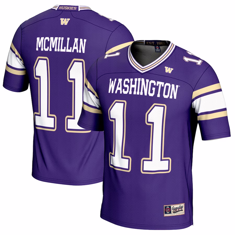 Jalen McMillan Washington Huskies GameDay Greats Youth NIL Player Football Jersey - Purple - Jersey