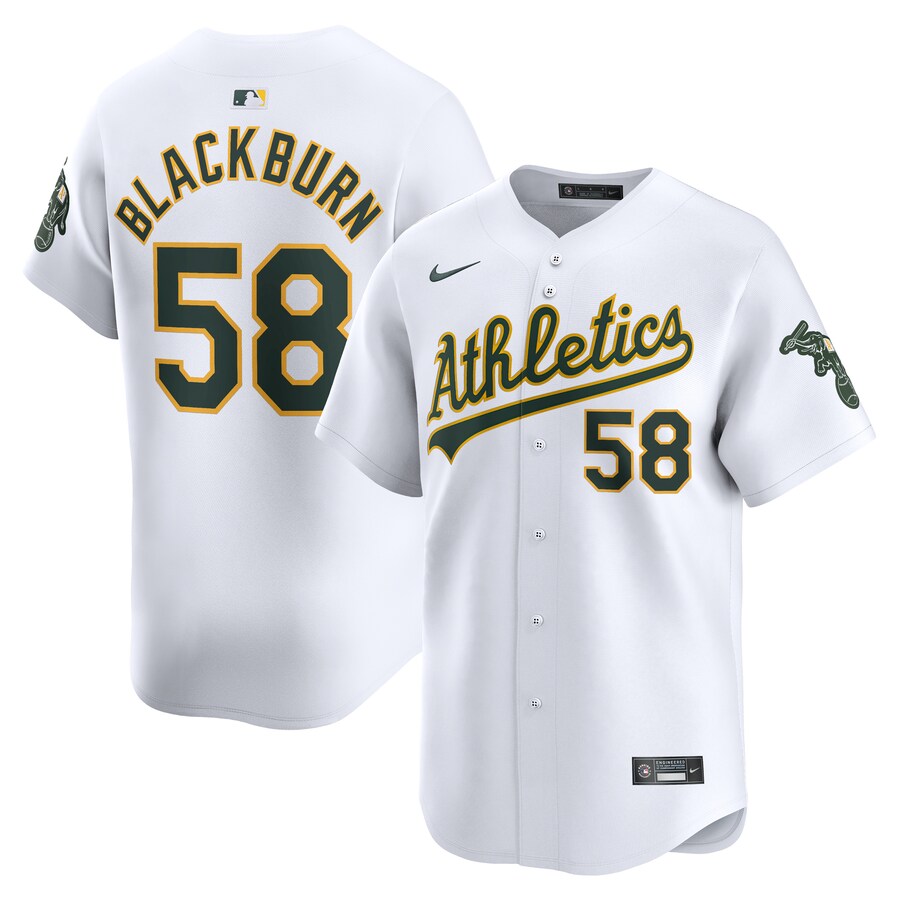 Men's Oakland Athletics Paul Blackburn Nike White Home Limited Player Jersey - Jersey