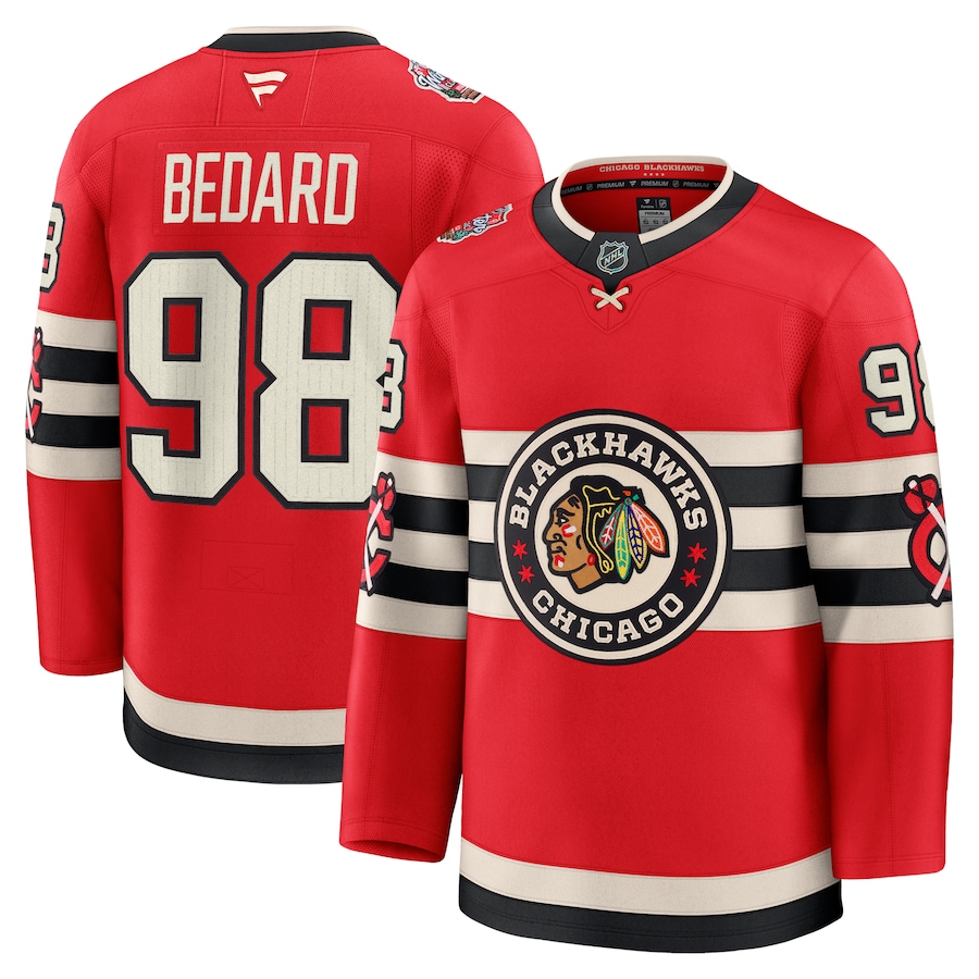Men's Chicago Blackhawks Connor Bedard Fanatics Red 2025 NHL Winter Classic Premium Player Jersey - Jersey