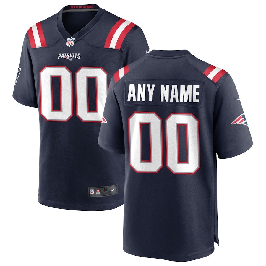Men's Nike New England Patriots Navy Custom Game Jersey - Jersey