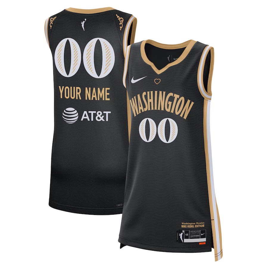 Unisex Washington Mystics Nike Black 2023 Rebel Edition Custom Victory Player Jersey - Jersey