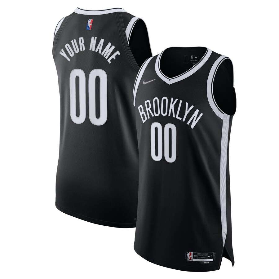 Men's Brooklyn Nets Nike Black 2021/22 Diamond Authentic Custom Jersey - Icon Edition - Jersey