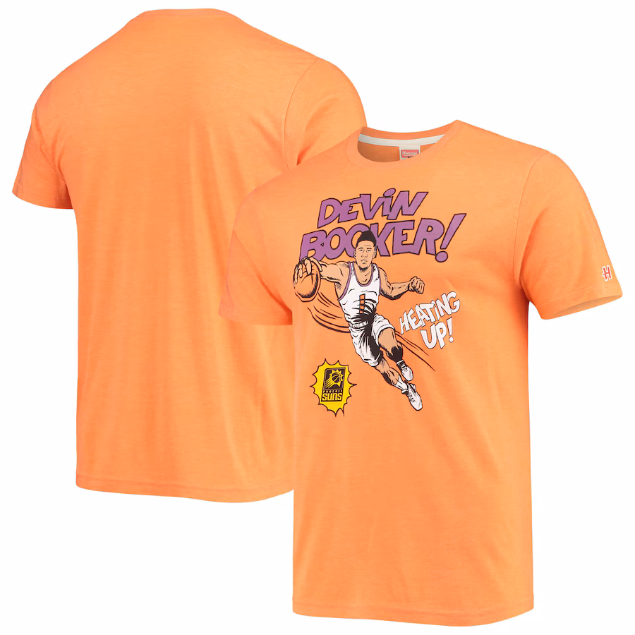 Men's Phoenix Suns Devin Booker Homage Orange Comic Book Player Tri-Blend T-Shirt - Jersey