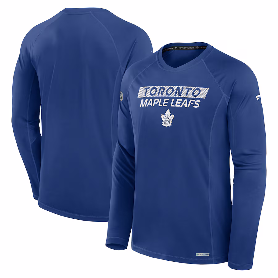 Men's Toronto Maple Leafs Fanatics Blue Authentic Pro Rink Tech Long Sleeve T-Shirt - Jersey