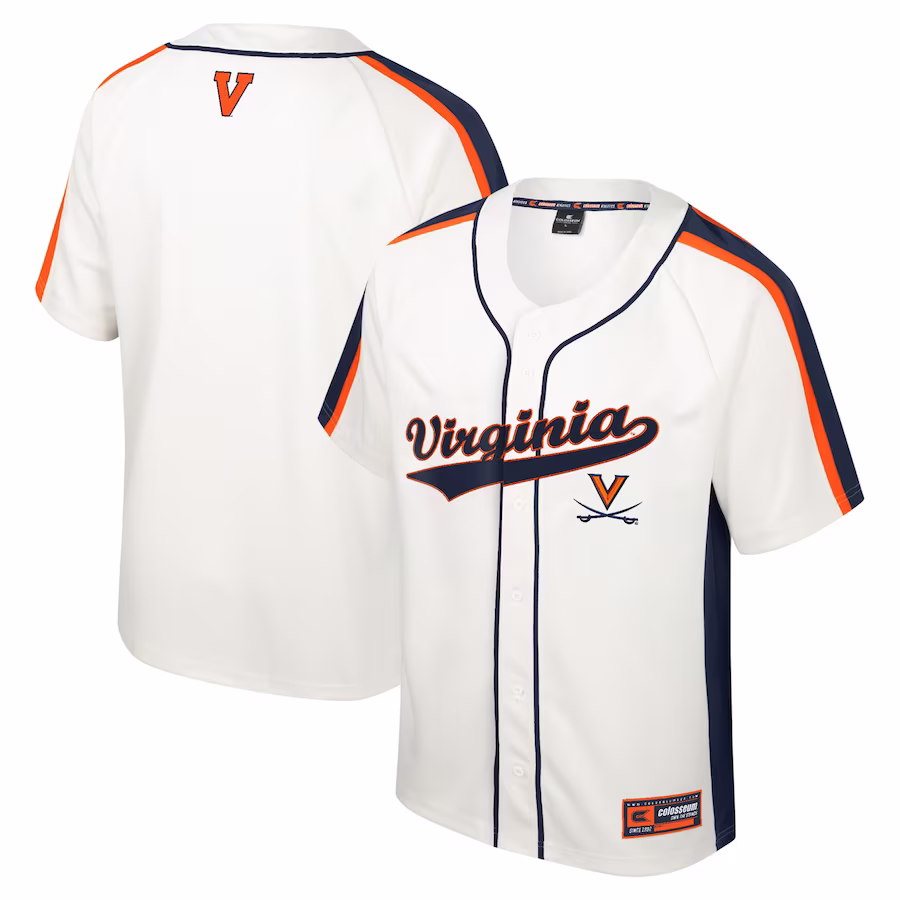 Virginia Cavaliers Colosseum Ruth Button-Up Baseball Jersey - Cream - Jersey