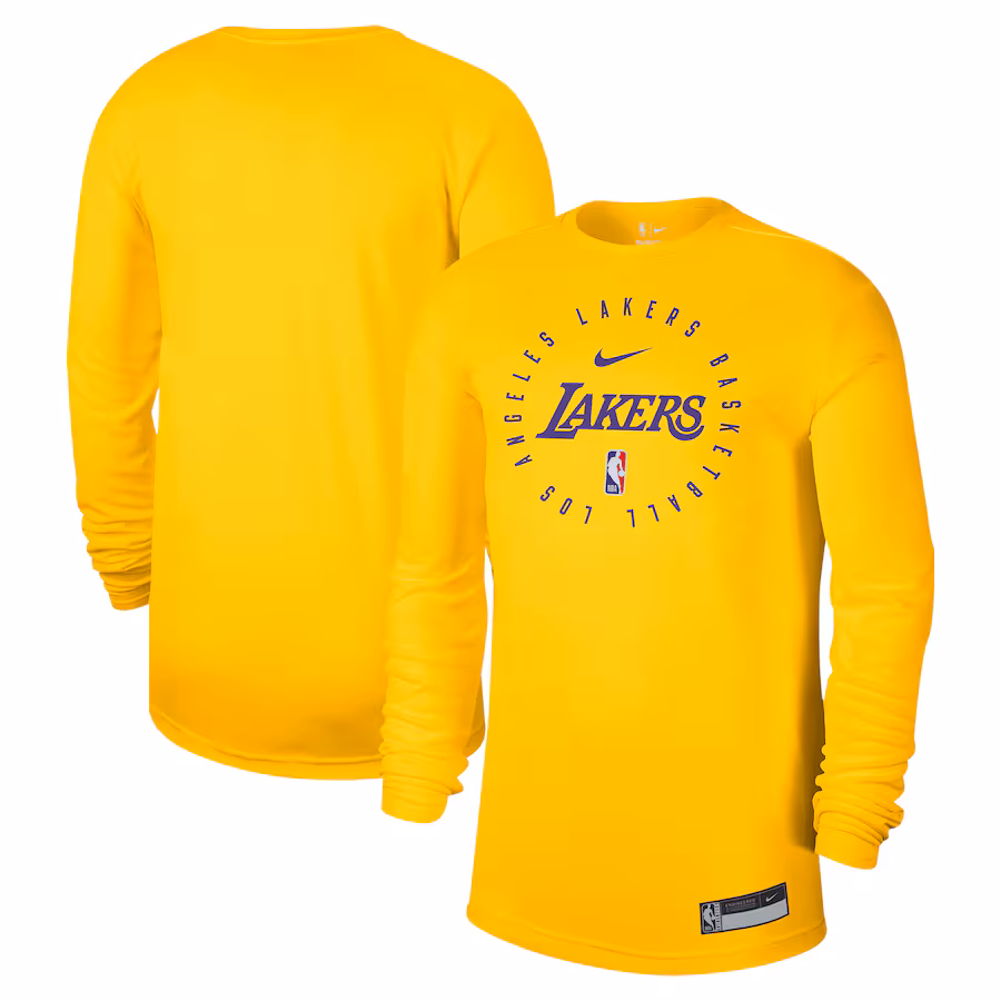 Men's Los Angeles Lakers Nike Gold 2024/25 Legend On-Court Practice Long Sleeve T-Shirt - Jersey