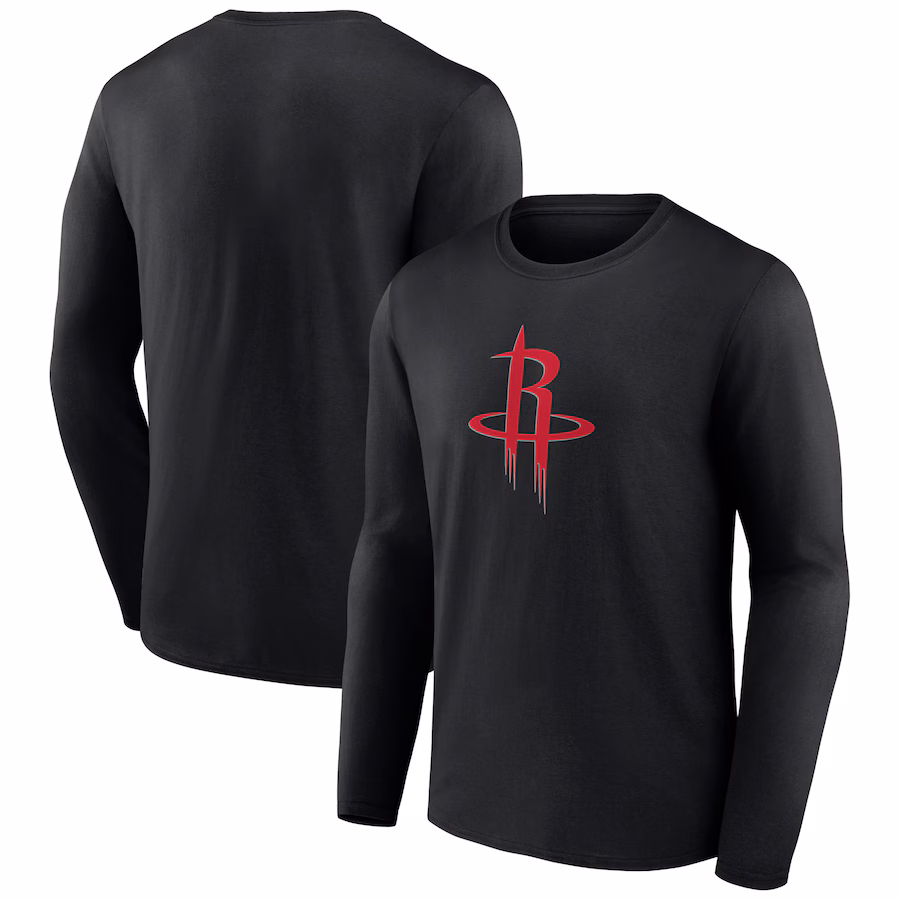 Men's Houston Rockets Black Primary Logo Long Sleeve T-Shirt - Jersey