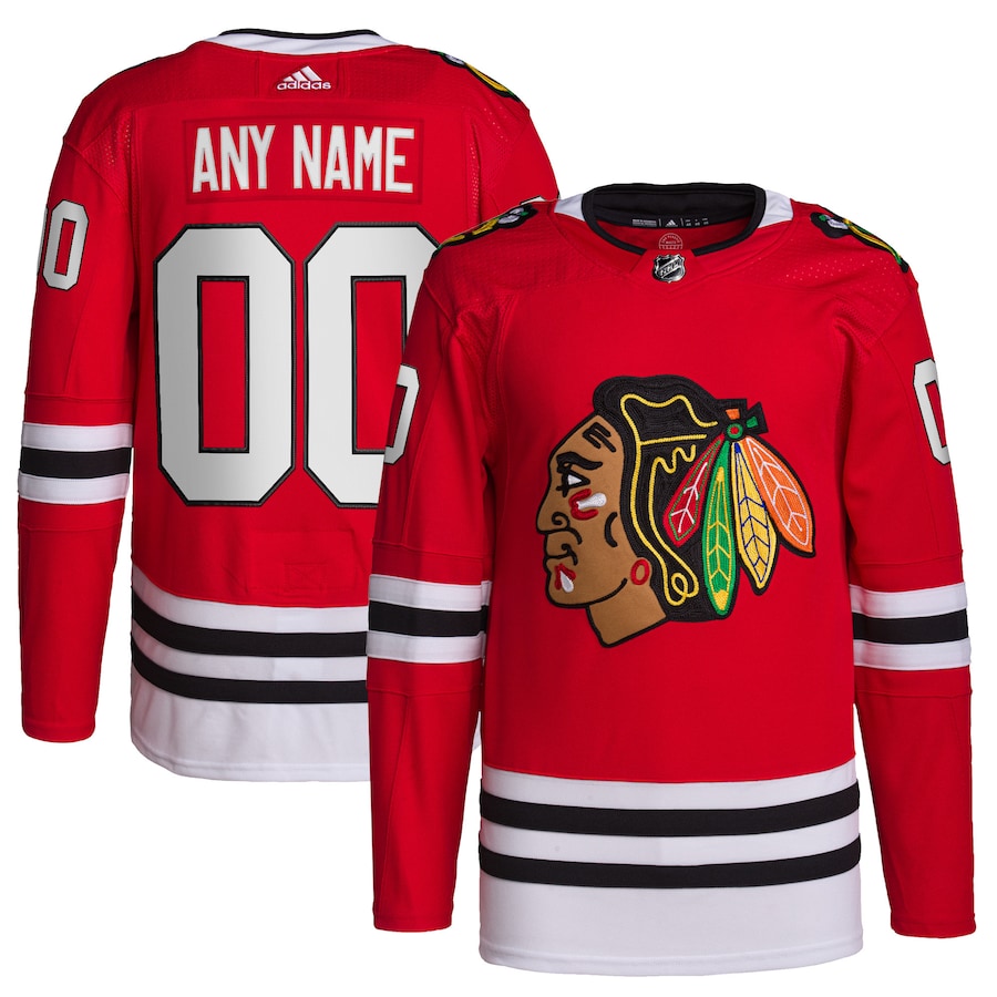 Men's Chicago Blackhawks adidas Red Home Primegreen Authentic Custom Jersey - Jersey