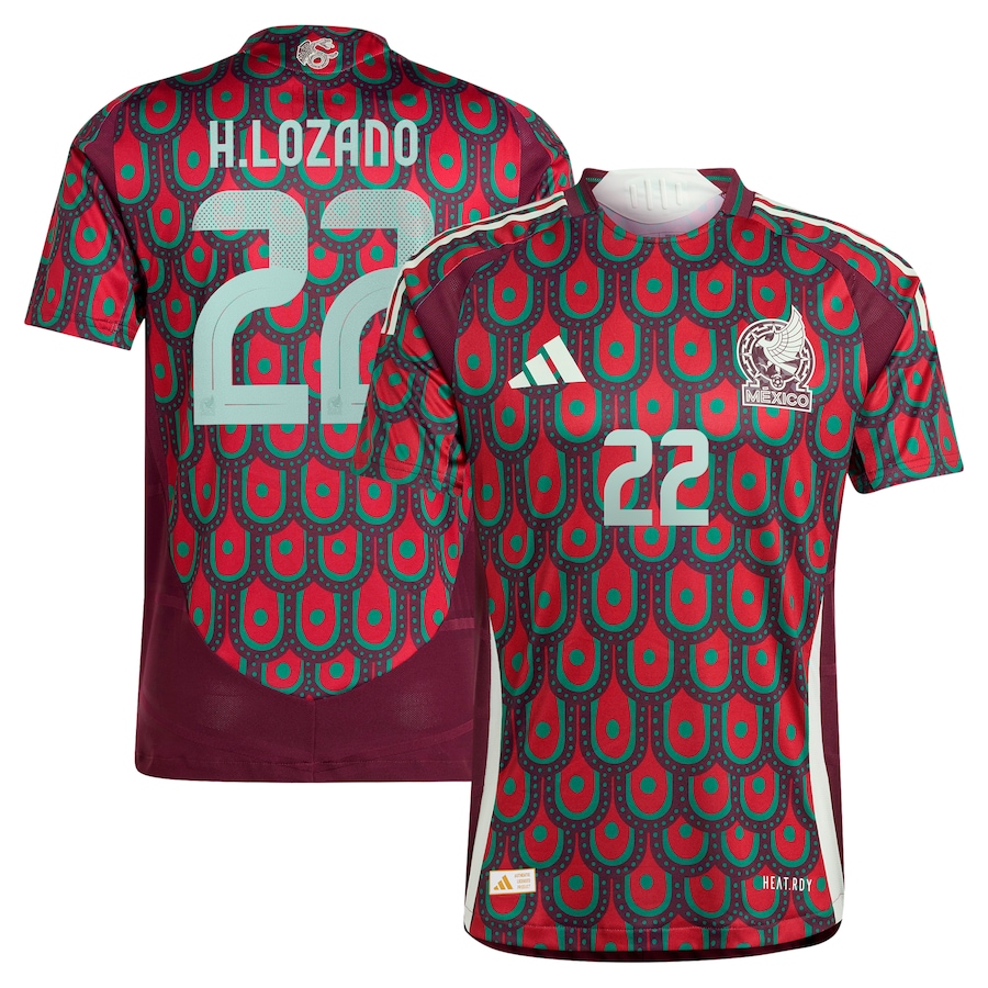 Men's Mexico National Team Hirving Lozano adidas Burgundy 2024 Home Authentic Player Jersey - Jersey