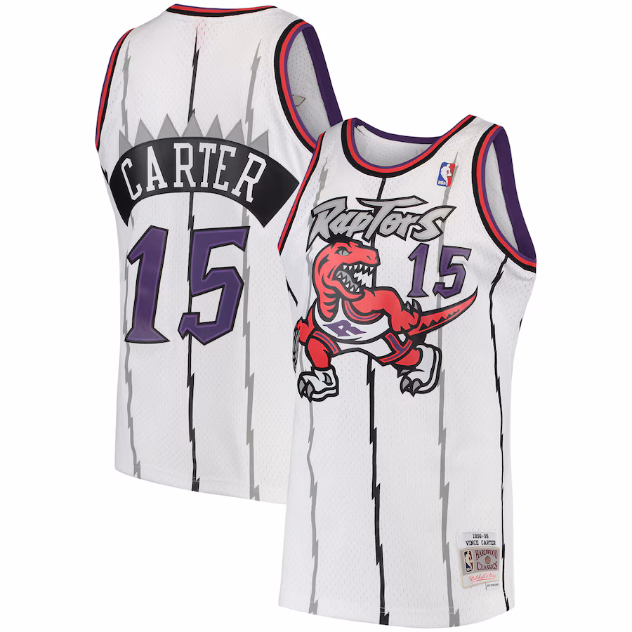Men's Toronto Raptors Vince Carter Mitchell & Ness White 1998/99 Hardwood Classics Swingman Jersey - Jersey
