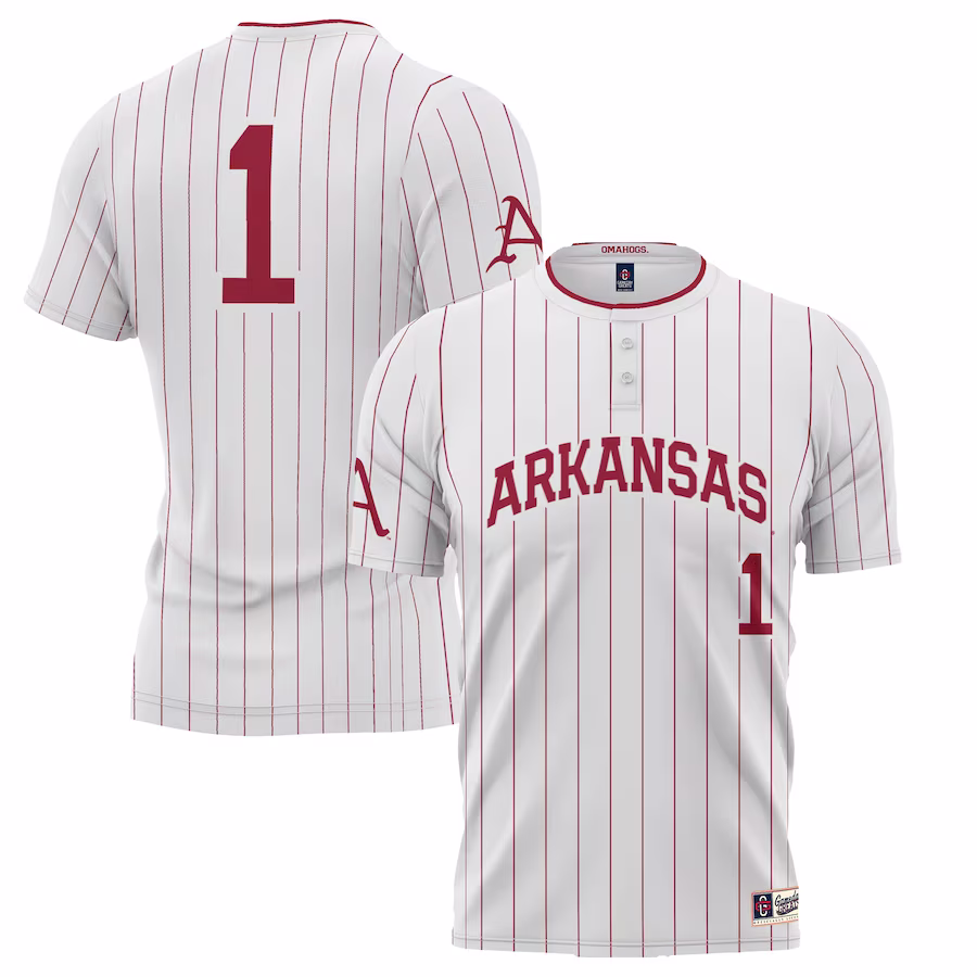 #1 Arkansas Razorbacks GameDay Greats Unisex Lightweight Softball Jersey - White - Jersey