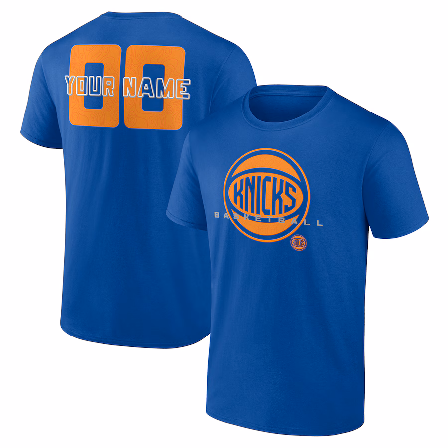 Men's New York Knicks Blue Stellar Personalized Name & Number T-Shirt - Jersey