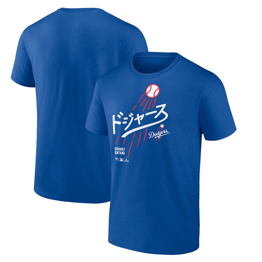 Men's Los Angeles Dodgers Shohei Ohtani Royal Japanese Letters T-Shirt - Jersey