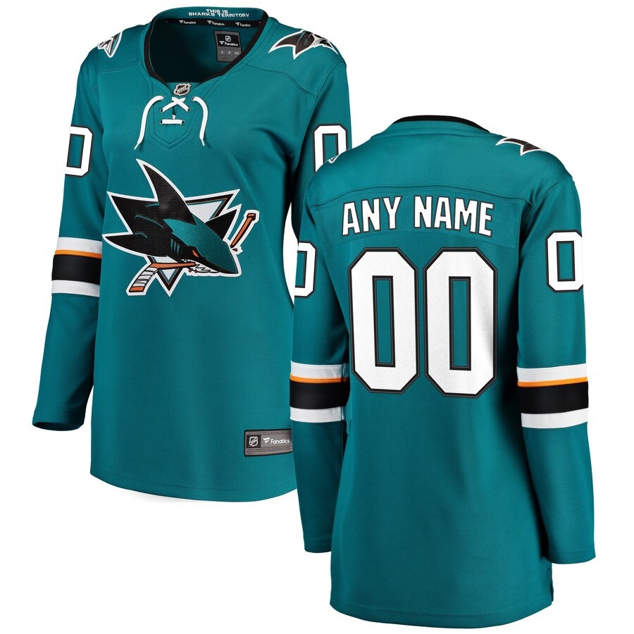 Women's San Jose Sharks Fanatics Branded Teal 2021/22 Home Breakaway Custom Jersey - Jersey