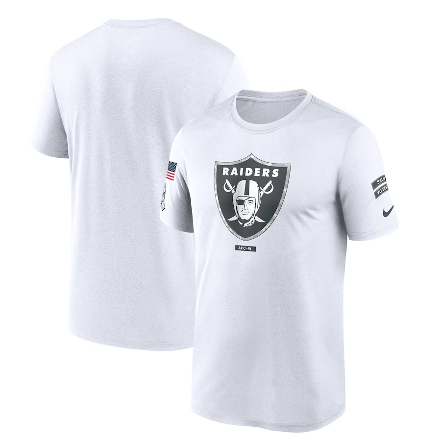 Men's Las Vegas Raiders Nike White 2024 Salute To Service Legend Performance T-Shirt - Jersey