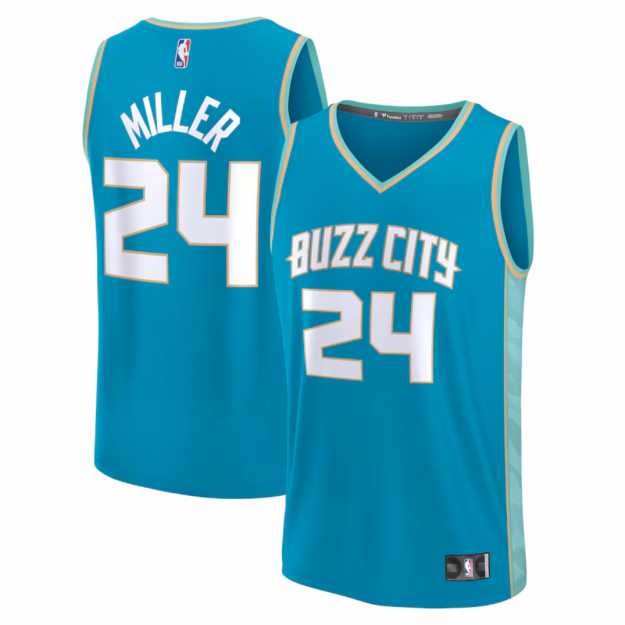 Men's Charlotte Hornets Brandon Miller Fanatics Teal Fast Break Jersey - City Edition - Jersey