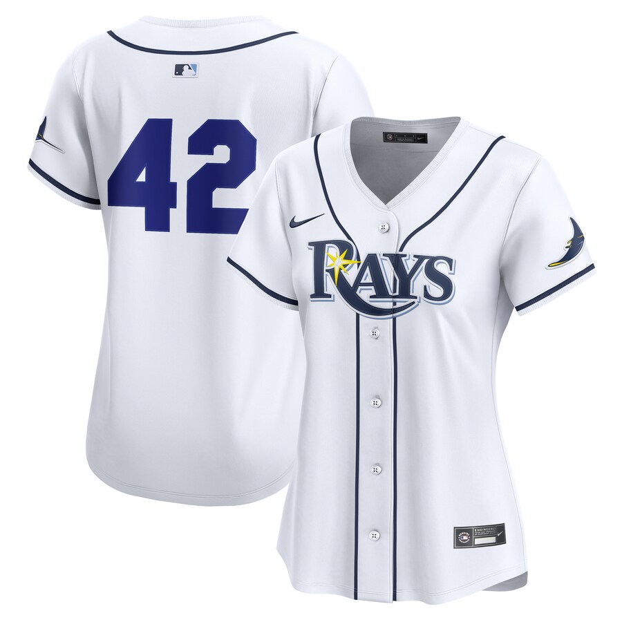 Women's Tampa Bay Rays Nike White Home 2025 Jackie Robinson Day Limited Jersey - Jersey