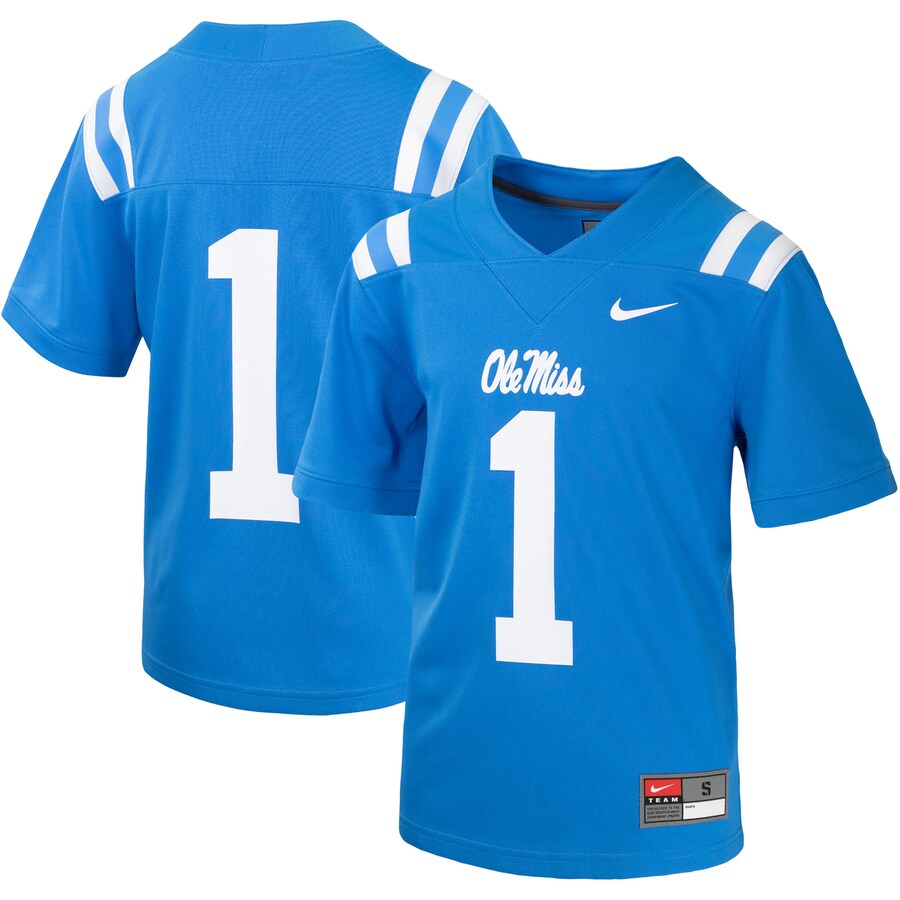 Youth Nike #1 Powder Blue Ole Miss Rebels Untouchable Football Jersey - Jersey