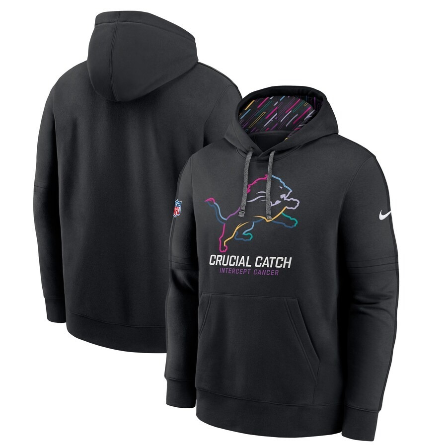 Men's Detroit Lions Nike Black 2024 NFL Crucial Catch Big & Tall Club Pullover Hoodie - Jersey
