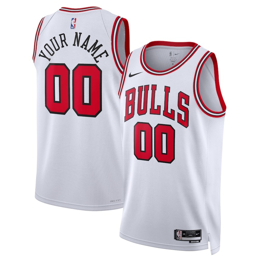 Unisex Chicago Bulls Nike White Swingman Custom Jersey - Association Edition - Jersey
