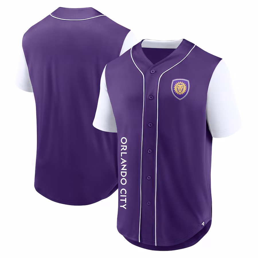 Men's Orlando City SC Fanatics Purple Balance Fashion Baseball Jersey - Jersey