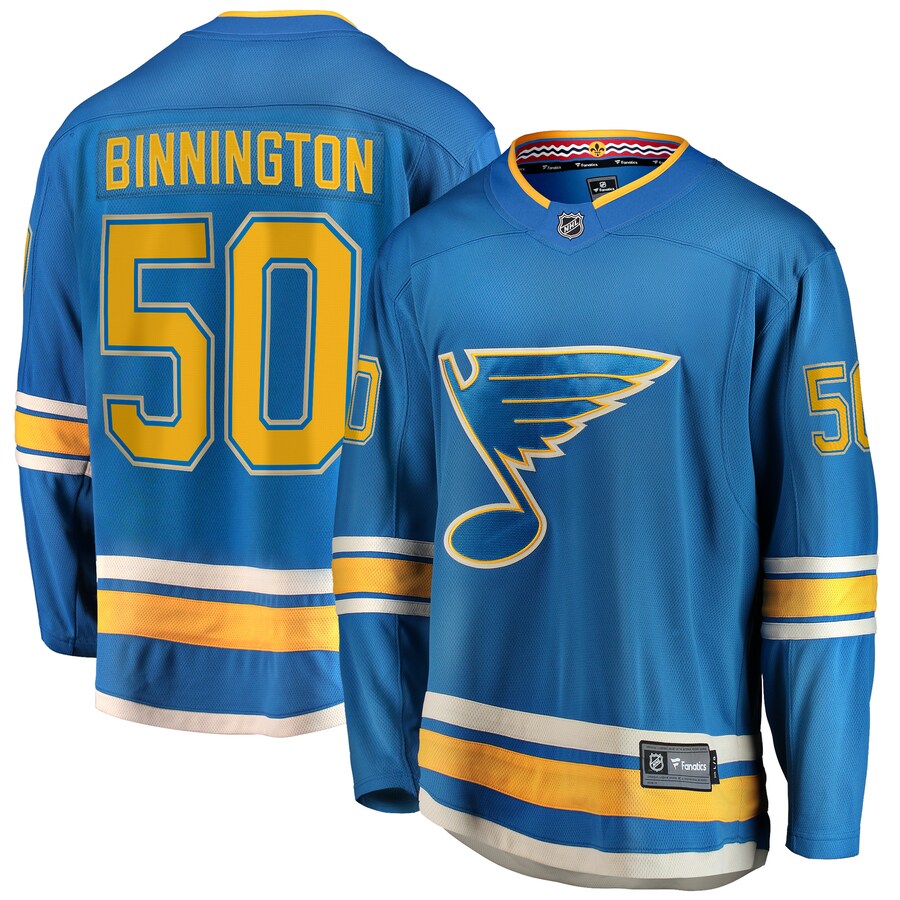 Men's St. Louis Blues Jordan Binnington Fanatics Branded Blue 2018/19 Alternate Premier Breakaway Player Jersey - Jersey
