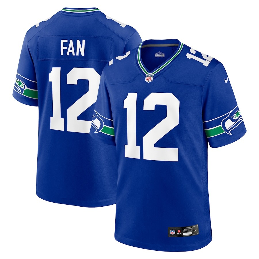 Men's Seattle Seahawks 12s Nike Royal Throwback Player Game Jersey - Jersey