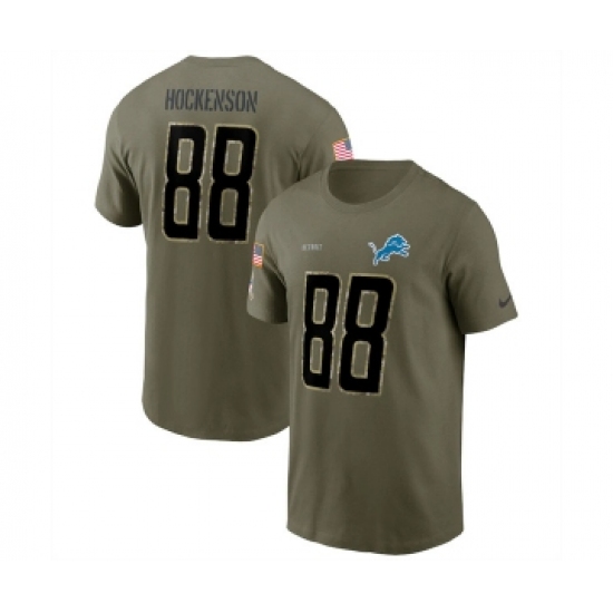 Men's Detroit Lions #88 T.J. Hockenson 2022 Olive Salute to Service T-Shirt - Jersey
