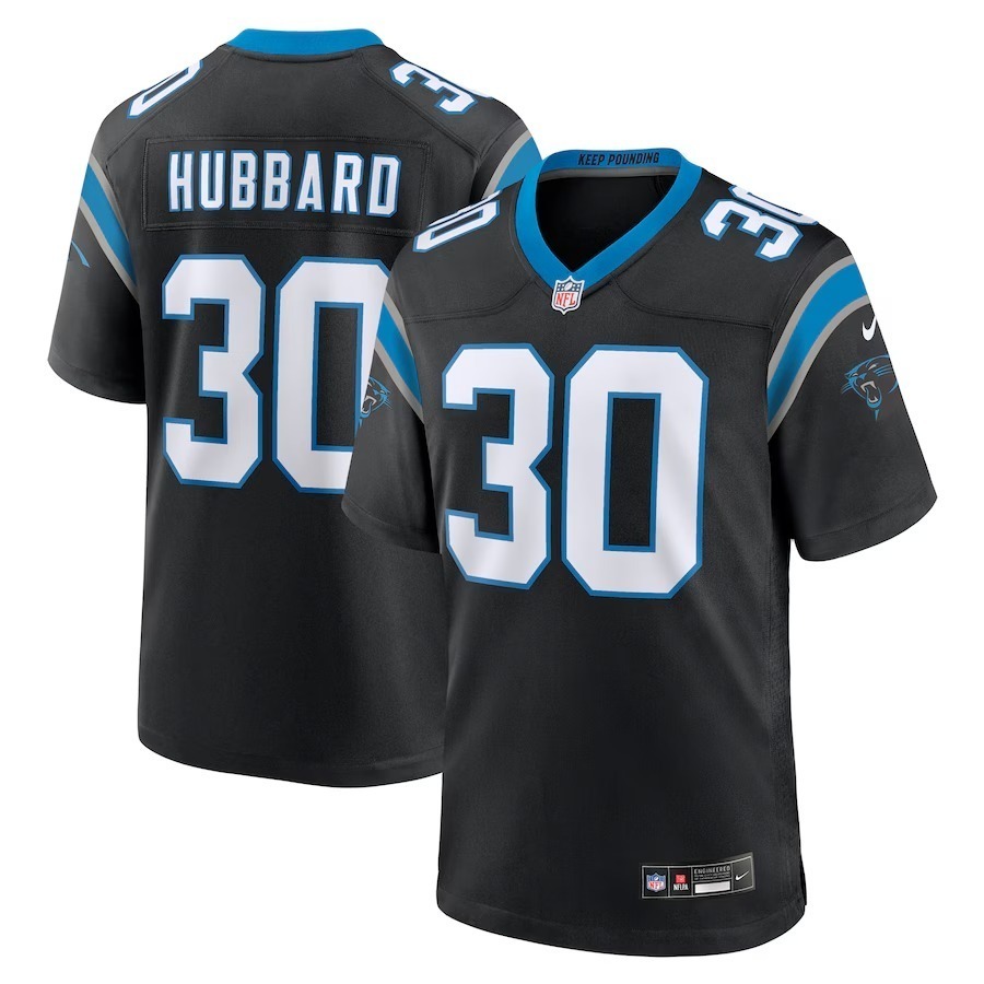 Men's Carolina Panthers Chuba Hubbard Nike Black Team Game Jersey - Jersey